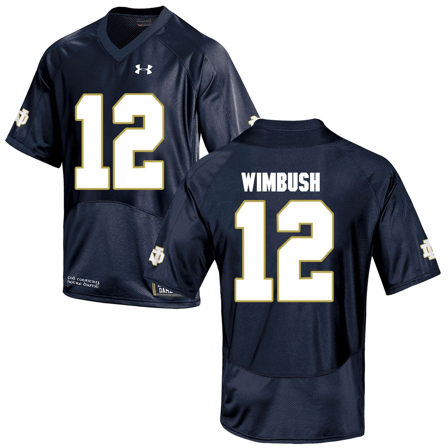 Men Norte Dame Fighting Irish #12 Wimbush Navy Blue Customized NCAA Jerseys